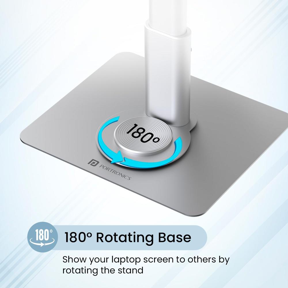 Portronics Twister Metal Laptop Stand with Rotation Base, Angle & Height