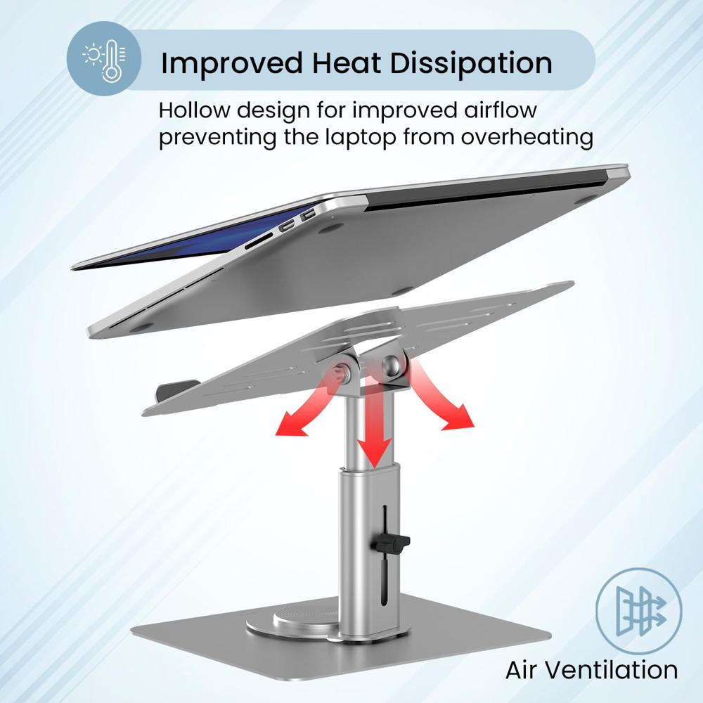 Portronics Twister Metal Laptop Stand with Rotation Base, Angle & Height