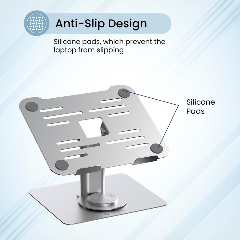 Portronics Twister Metal Laptop Stand with Rotation Base, Angle & Height
