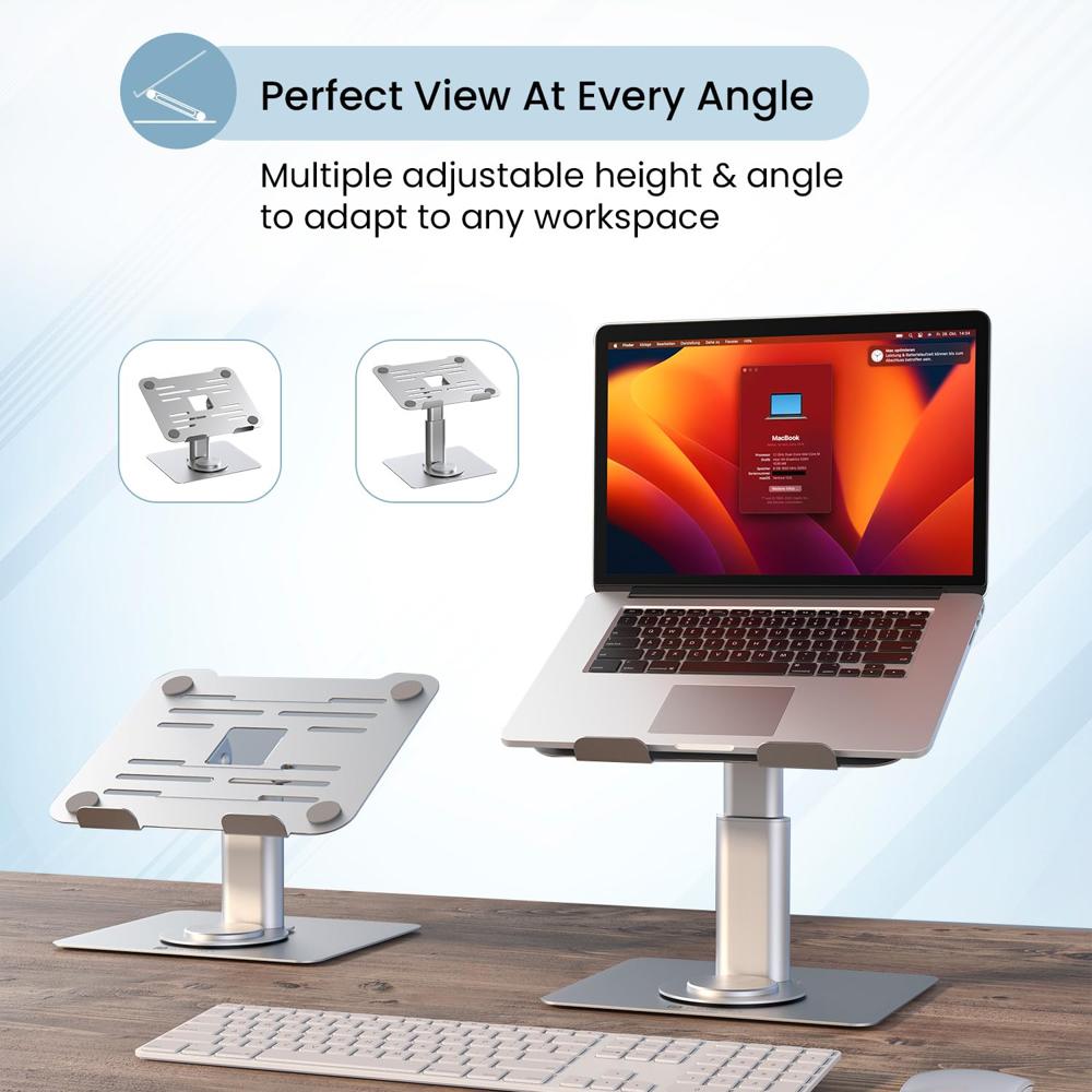 Portronics Twister Metal Laptop Stand with Rotation Base, Angle & Height