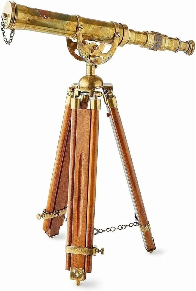 Solid Brass Telescope With Wooden Tripod Stand