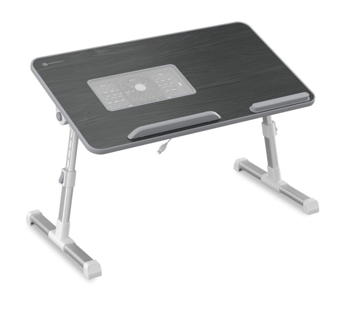 Portronics My Buddy Plus Adjustable With Cooling Fan Wood Portable Laptop Table (finish Color - Black, Diy(do-it-yourself)) - Color: Black