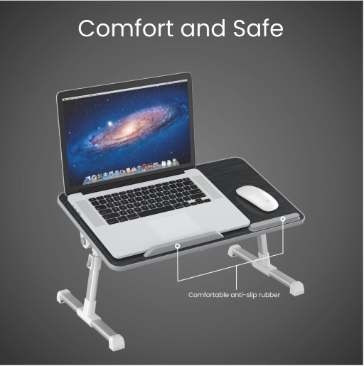 Portronics My buddy Plus Adjustable with Cooling Fan Wood Portable Laptop Table (Finish Color - Black, DIY(Do-It-Yourself))