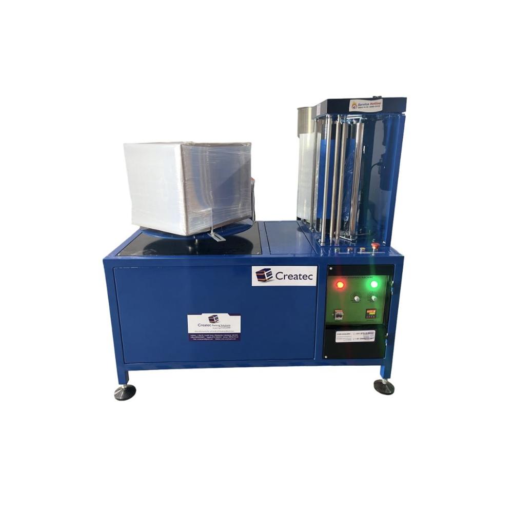 Stretch Wrapping Machine - Mild Steel, 1650mm Turntable, Blue & Silver | Powered Pre-stretch 250%, Plc Control, Safety Fence