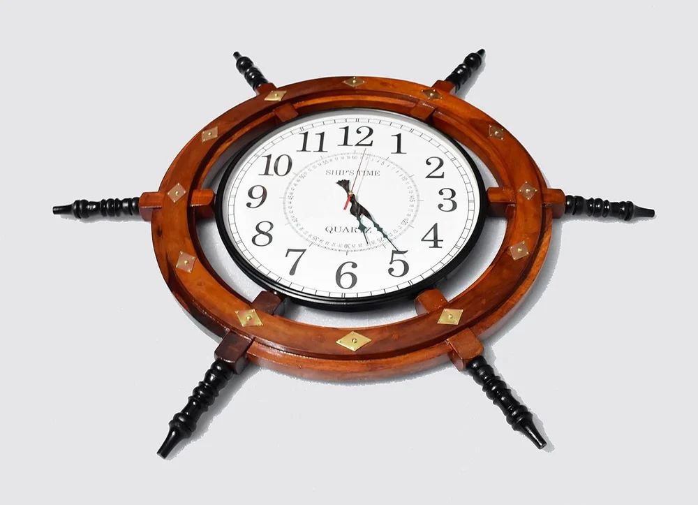 Wooden Ship Wheel Clock