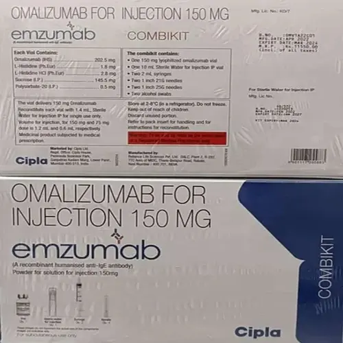 Emzumab 150 mg Injection, Omalizumab Monoclonal Antibody Allergy Treatment Medicine