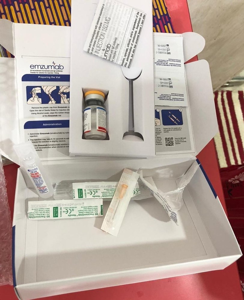 Emzumab 150 mg Injection, Omalizumab Monoclonal Antibody Allergy Treatment Medicine