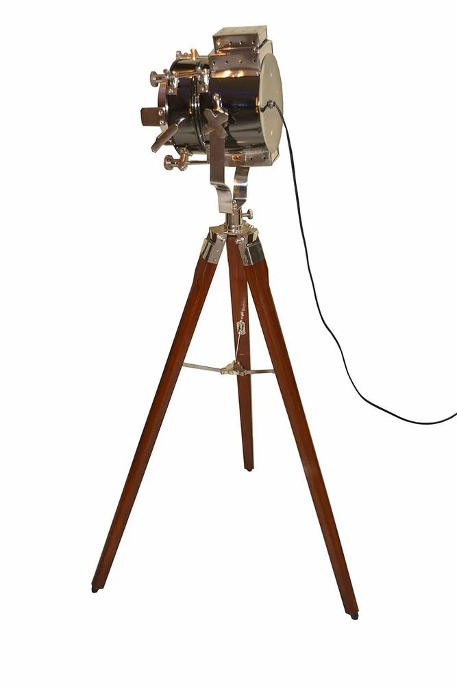 Tripod Spotlight Lamp (black Nickel And Brown)