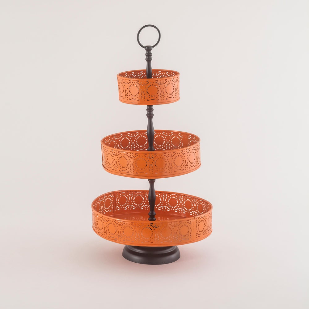 Three-tier metal dessert stand