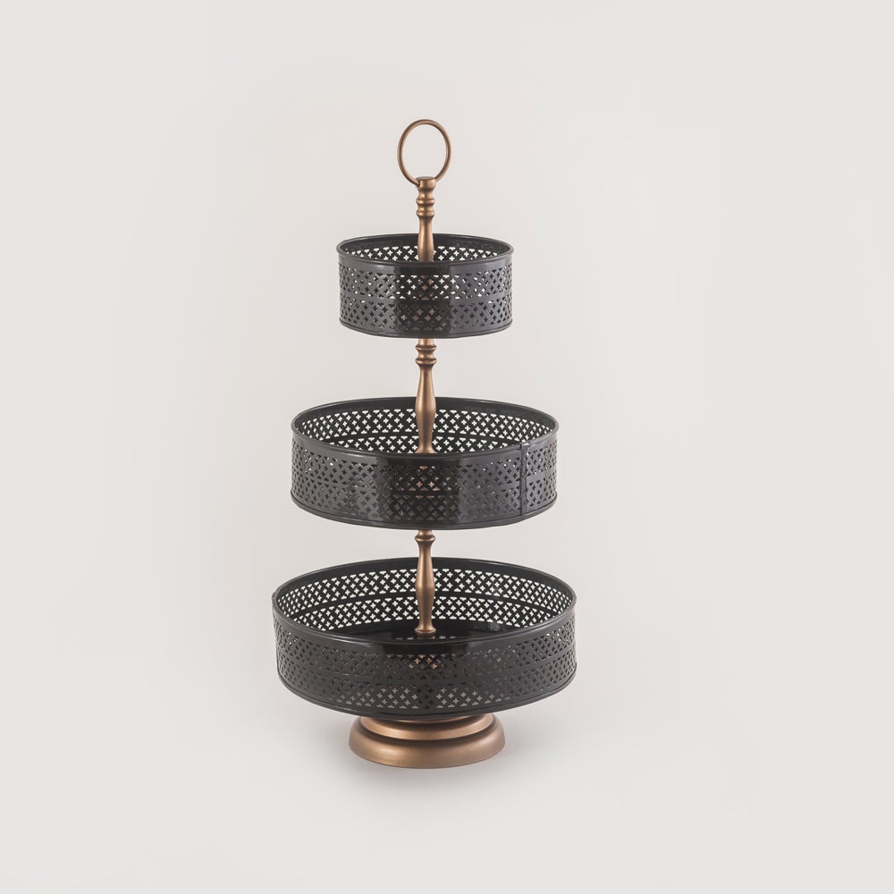 Three-tier metal dessert stand