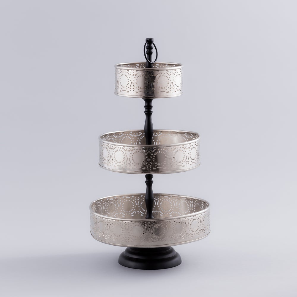 Three-tier metal dessert stand
