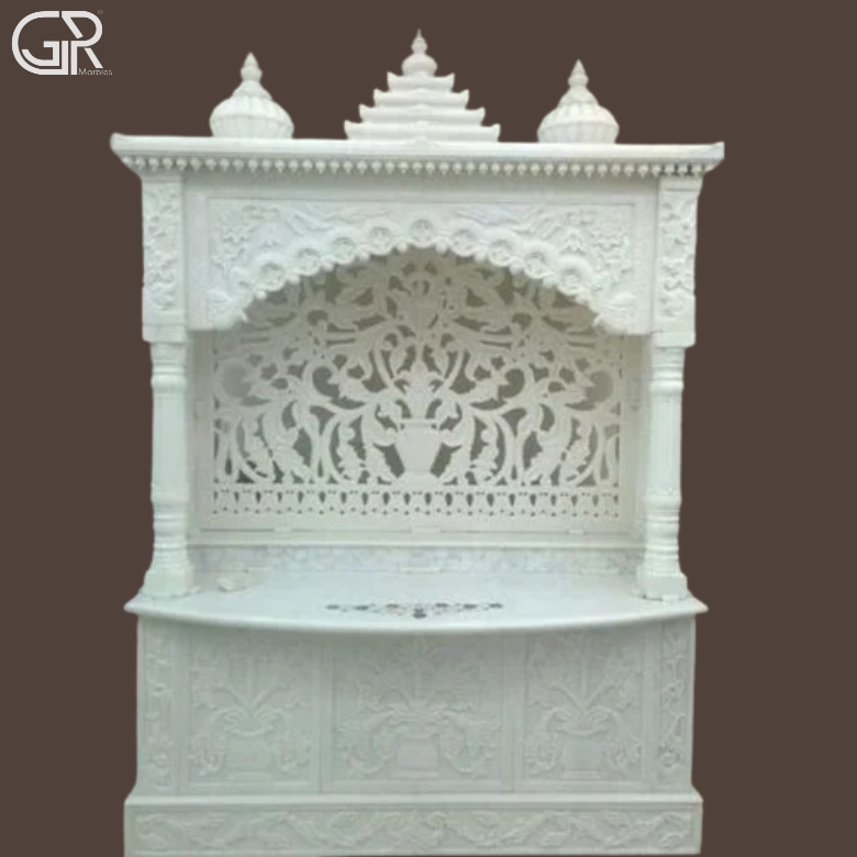Beautiful Jali Carved Marble Mandir, (Ht-6ft)