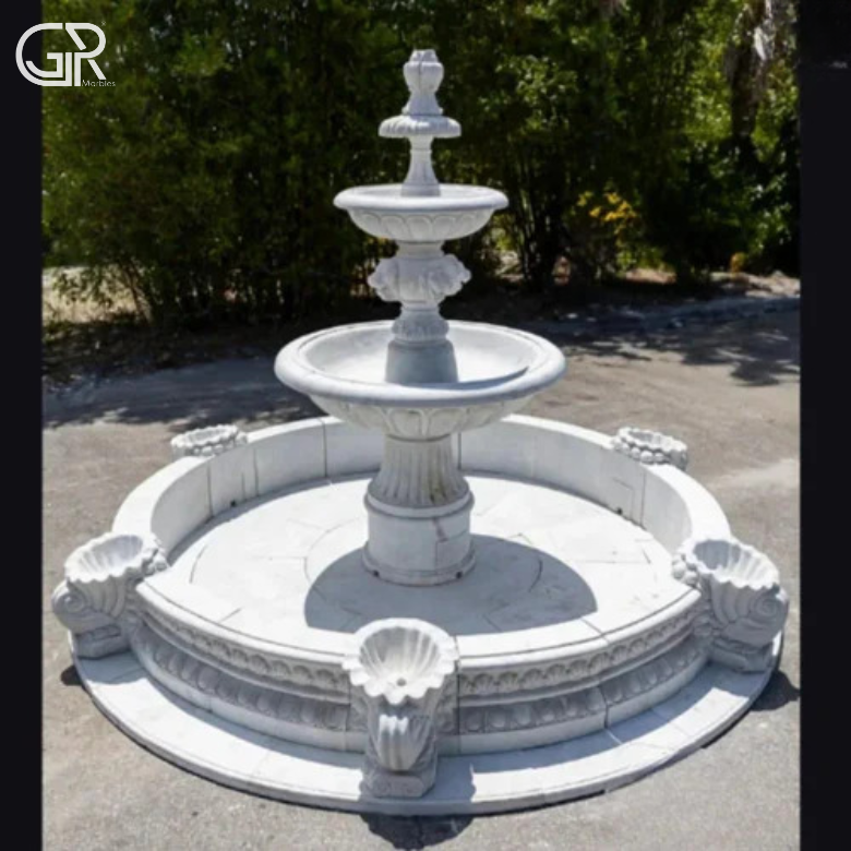 Decorative White Marble Fountain