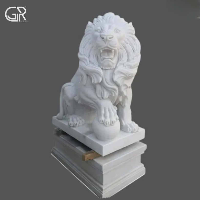 White Marble Lion Sculpture