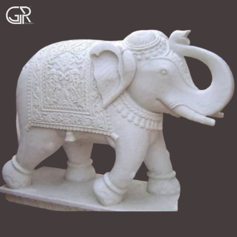 Marble Elephant Sculpture