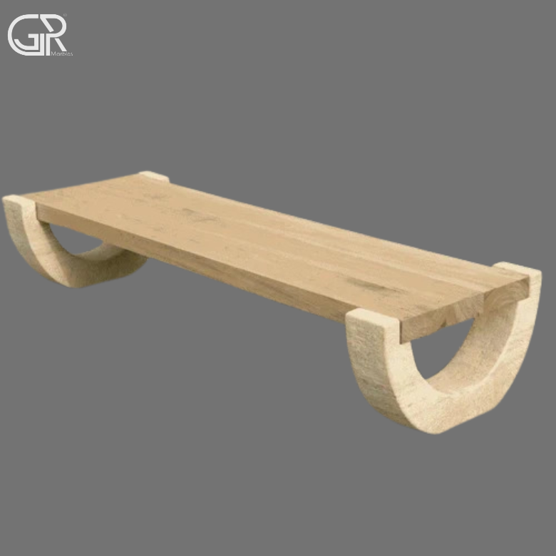 polished sandstone bench
