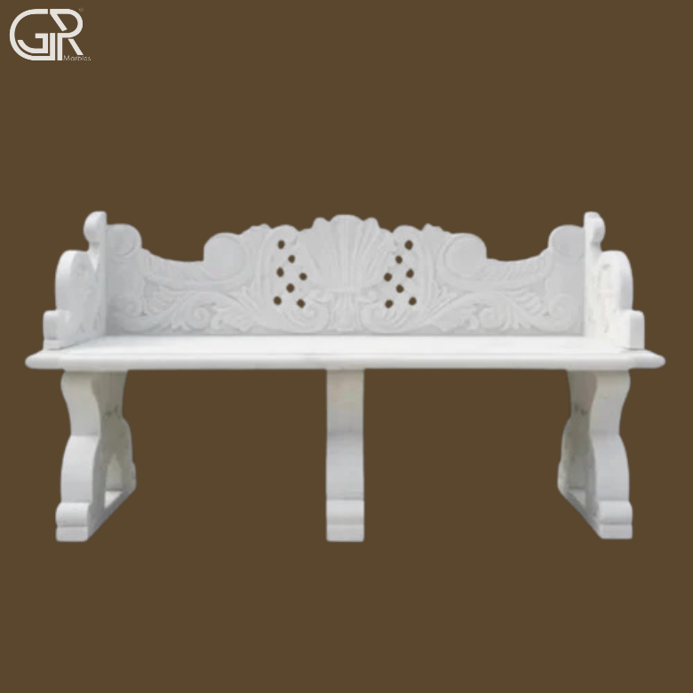 Carved Marble Bench