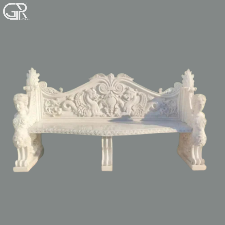 White Marble Stone Benches