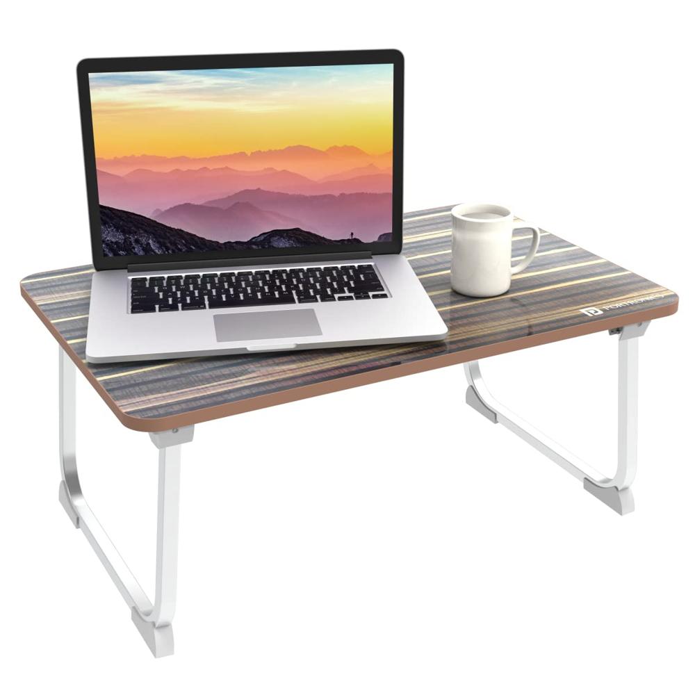 Portronics My Buddy J Portable/foldable Laptop Table With Laminated Mdf - Color: Brown