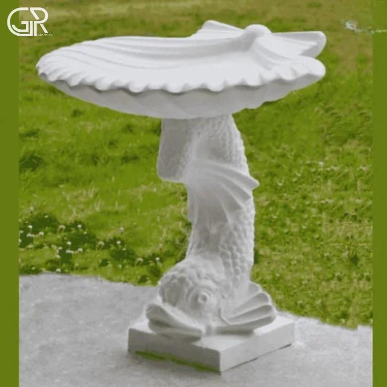 Carved marble Bird Bath