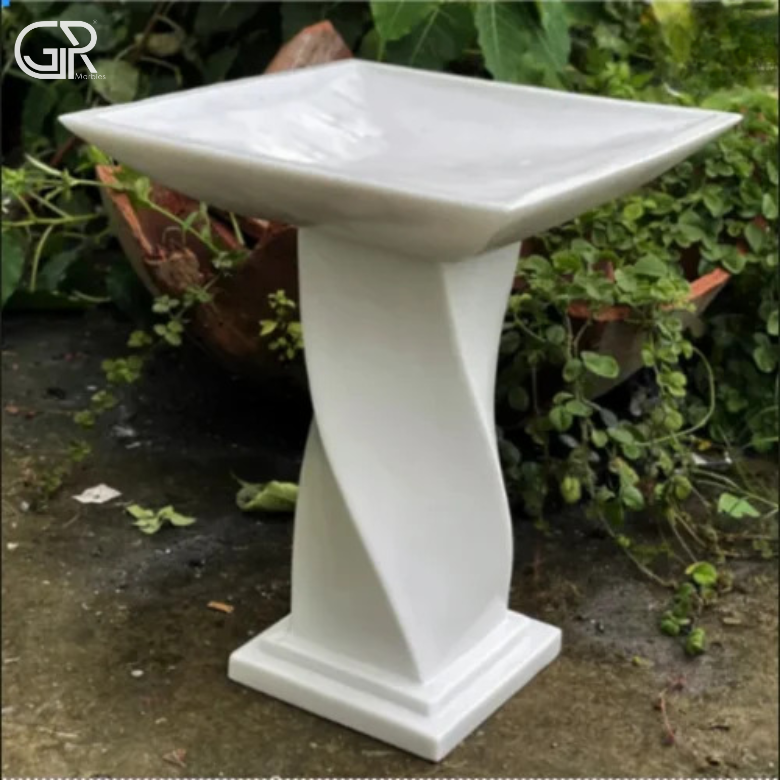 Polished Marble Birdbath