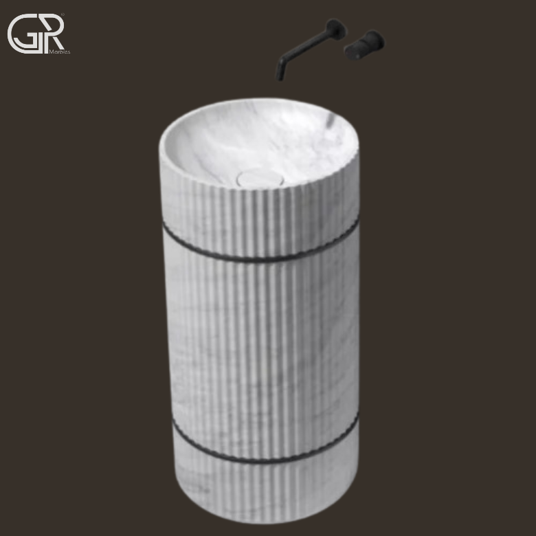 White Marble Pedestal Wash Basin