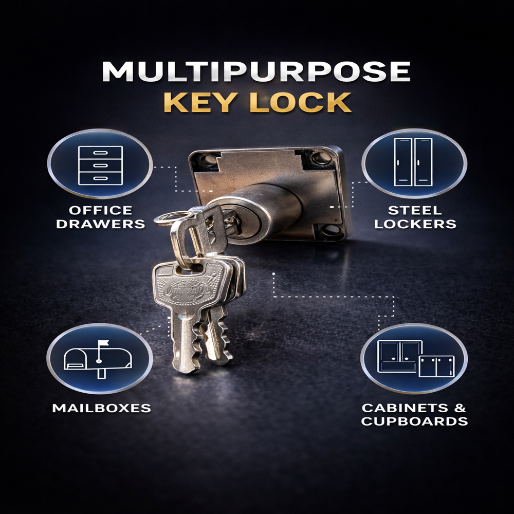 Multipurpose Key Lock, Single Lock - Color: Silver