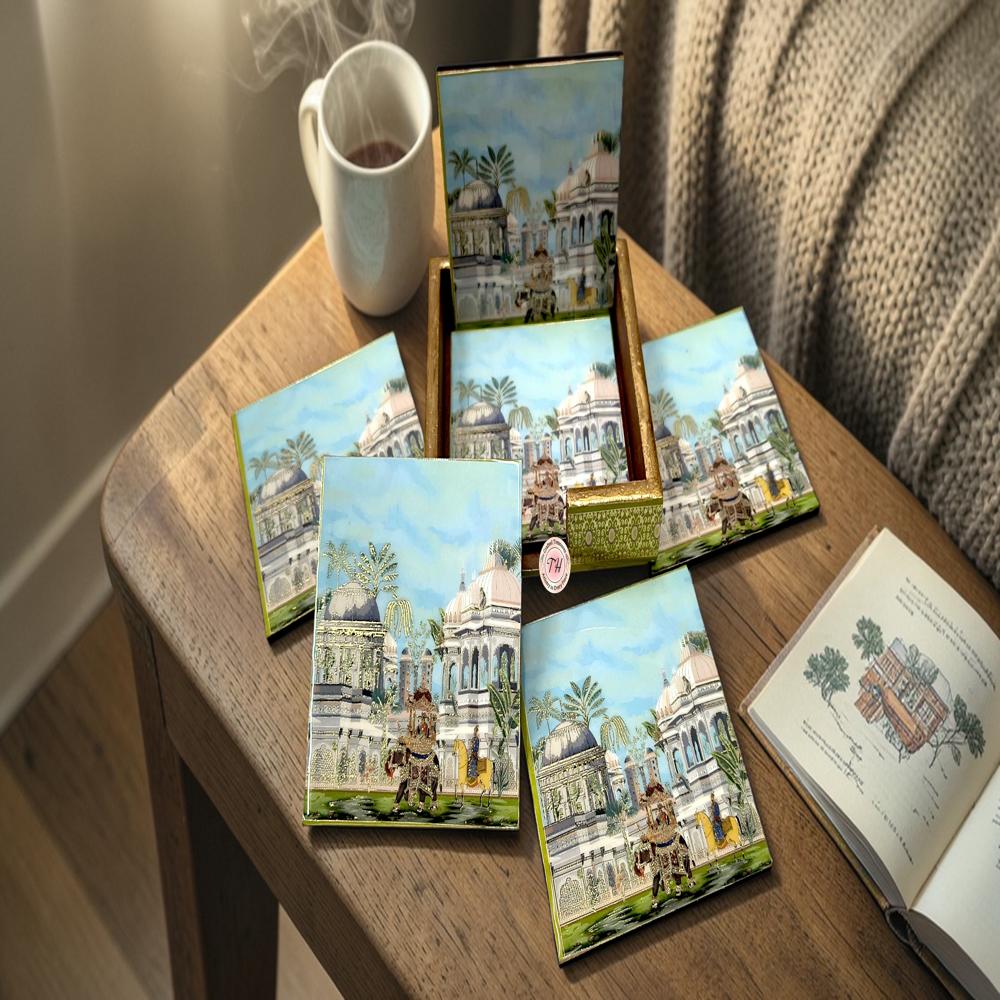 Wooden Gold Print Tea Coaster