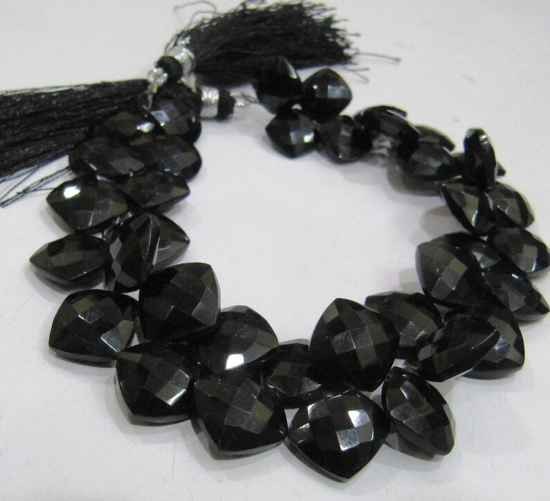 Genuine Black Spinel Briolette Beads Cushion Shape Size 10 To 12Mm, Faceted Square Beads,8 Inch - Beads Material: Stone