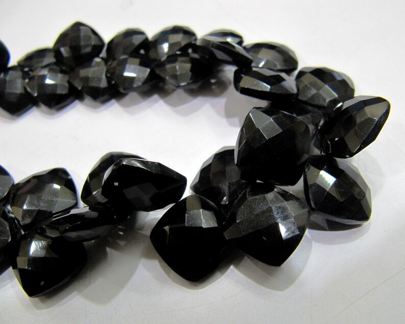 Genuine Black Spinel Briolette beads Cushion Shape Size 10 to 12mm, Faceted Square beads,8 inch