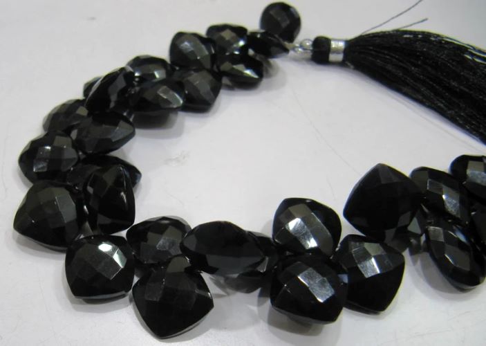 Genuine Black Spinel Briolette beads Cushion Shape Size 10 to 12mm, Faceted Square beads,8 inch