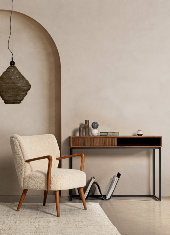 Solid Wood Console Table - Natural Honey Finish - Design: Indian