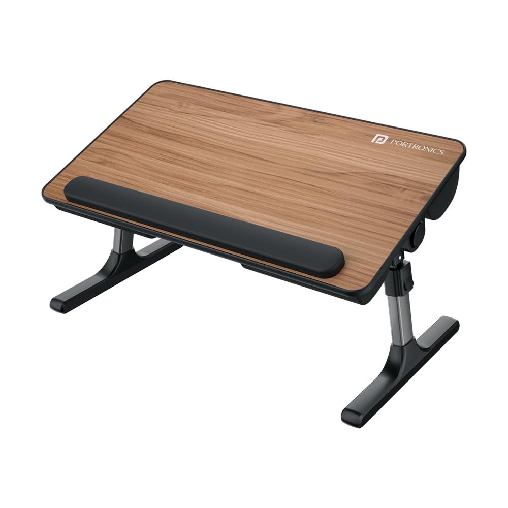 Portronics My Buddy Z Multipurpose Foldable Laptop Table With Soft Thigh Support,foldable Aluminium - Color: Brown