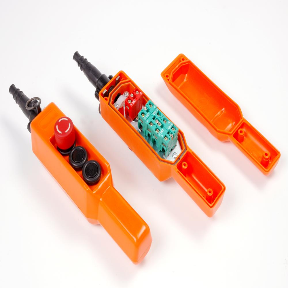 Crane Pendant Station - Plastic, Standard Size, Orange | Emergency Stop Function, Mechanical Interlock, Double Speed Operation, Impact Resistant Design