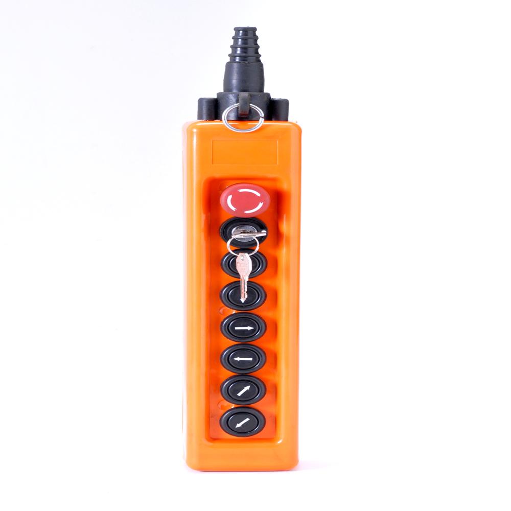 Crane Pendant Station - Plastic, Standard Size, Orange | Emergency Stop Function, Mechanical Interlock, Double Speed Operation, Impact Resistant Design
