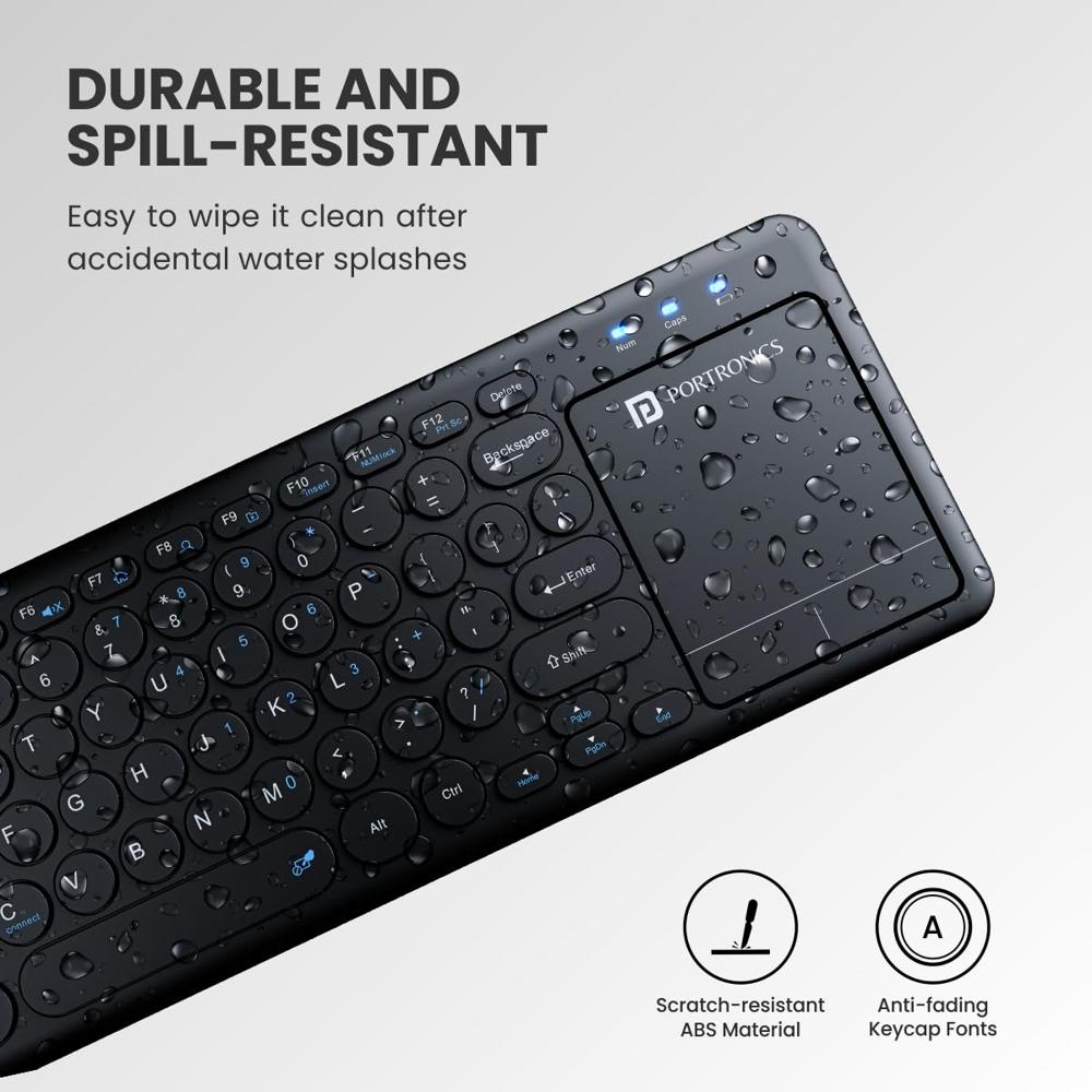 Portronics Bubble Pro Wireless Keyboard with Touchpad, Bluetooth & 2.4 GHz Dual