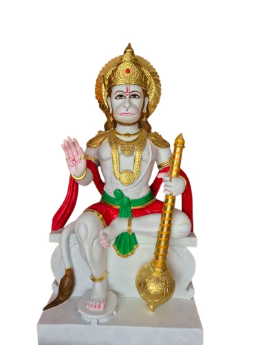 4 Feet Marble Hanuman Statue
