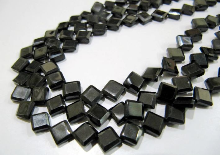 Natural Black Spinel Square Shape Faceted Beads 5 to 7mm Strand 13 inch