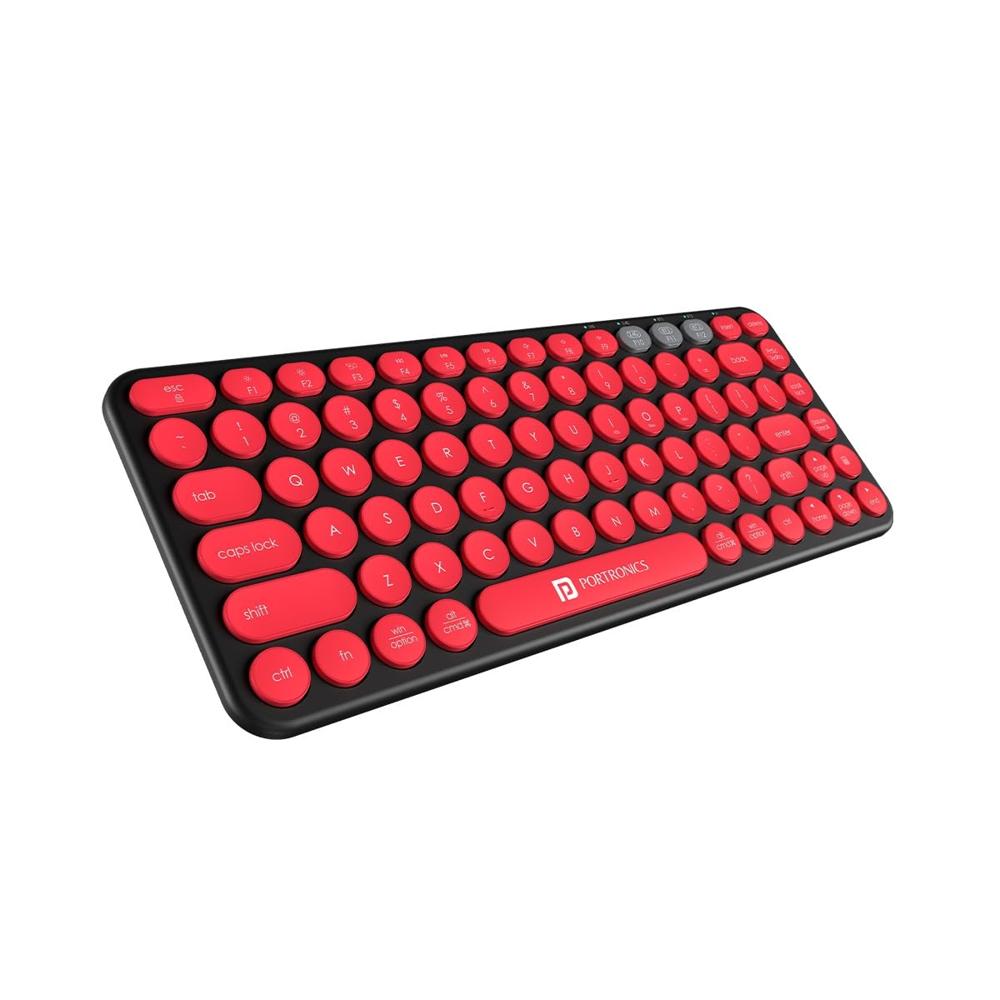 Portronics Bubble 2.0 Wireless Keyboard with Bluetooth + 2.4 GHz Receiver, Connect 3 Devices,