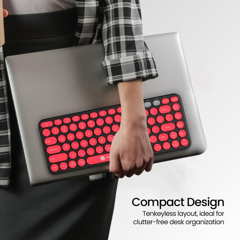 Portronics Bubble 2.0 Wireless Keyboard with Bluetooth + 2.4 GHz Receiver, Connect 3 Devices,