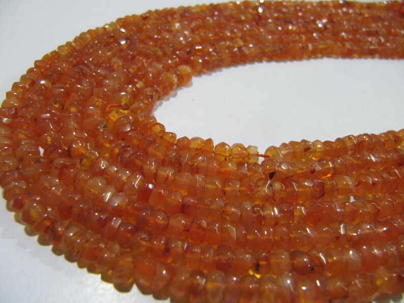 Natural Carnelian Rondelle Faceted 4-5mm Gemstone Beads Strand 13 inches long