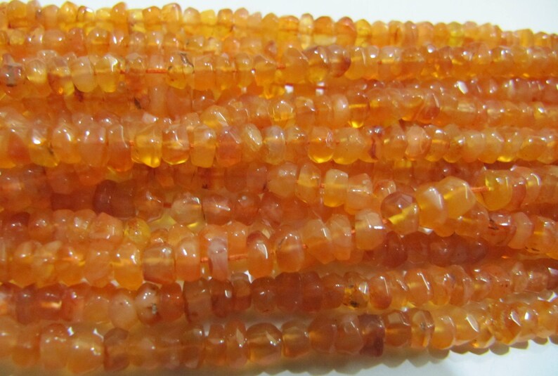 Natural Carnelian Rondelle Faceted 4-5mm Gemstone Beads Strand 13 inches long 