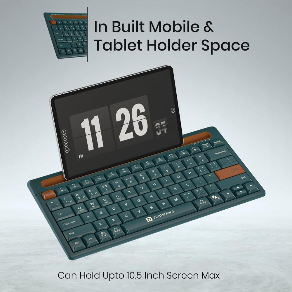 Portronics Bubble Dock 2.0 Wireless Keyboard With Bluetooth - Color: Green & Red