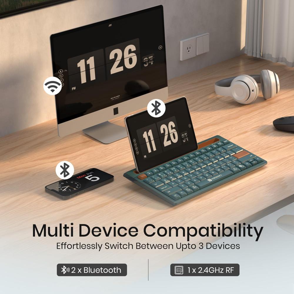Portronics Bubble Dock 2.0 Wireless Keyboard With Bluetooth - Color: Green & Red