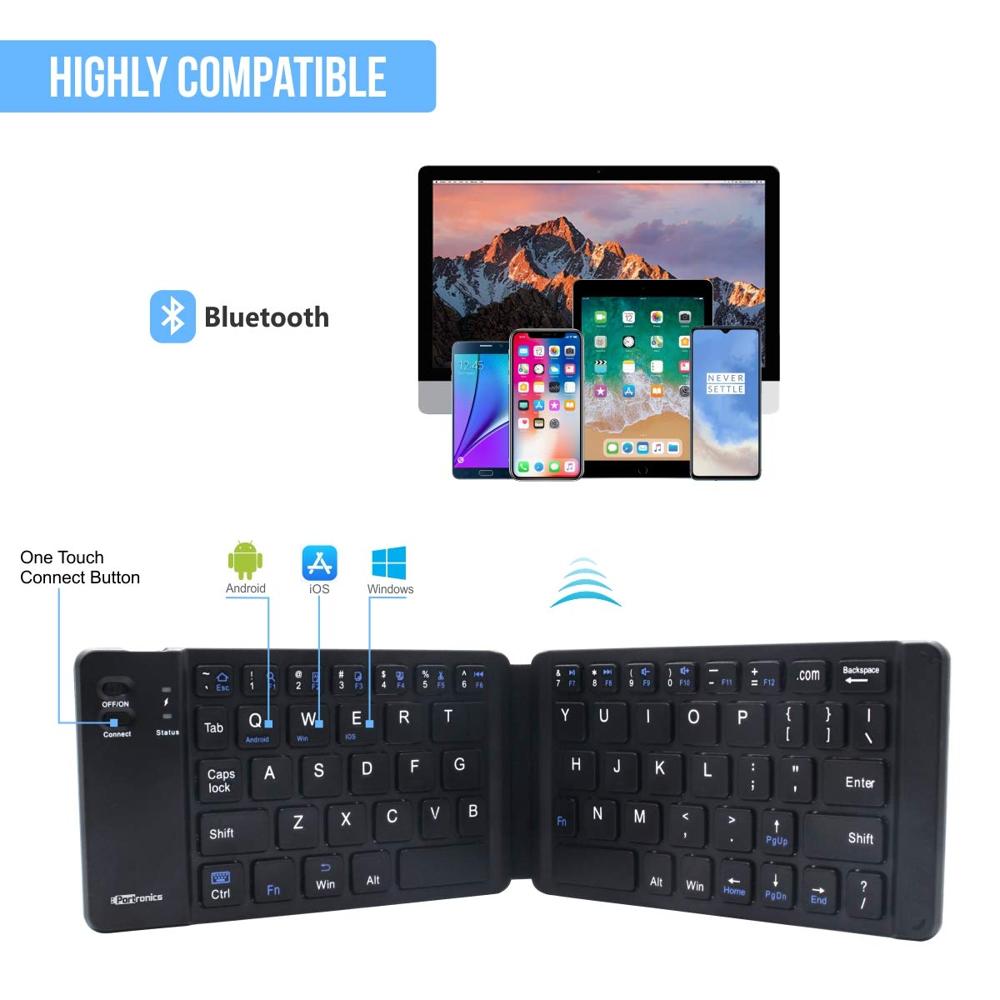 Portronics Chicklet Foldable QWERTY Keyboard, Mini Pocket Sized