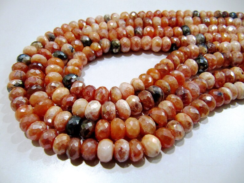 Carnelian / Fire Opal Beads Rondelle Faceted Natural Gemstone Beads 7-8mm Size Strand 8i inch long