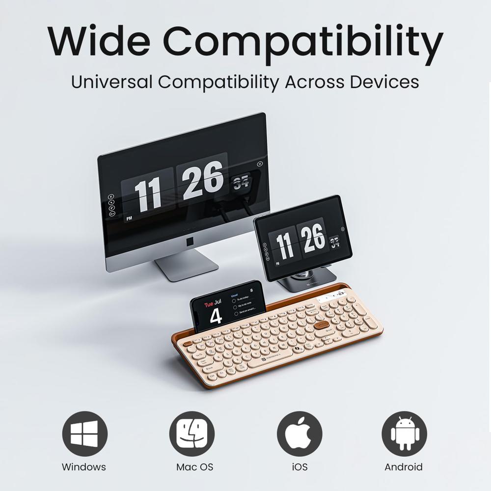 Portronics Bubble 3.0 Wireless Keyboard With Bluetooth - Color: Black & White & Beige
