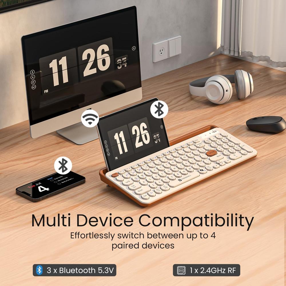 Portronics Bubble 3.0 Wireless Keyboard With Bluetooth - Color: Black & White & Beige