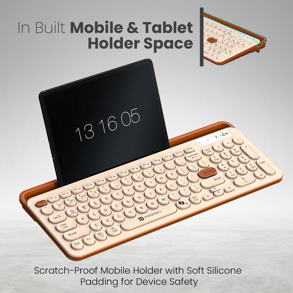 Portronics Bubble 3.0 Wireless Keyboard With Bluetooth - Color: Black & White & Beige