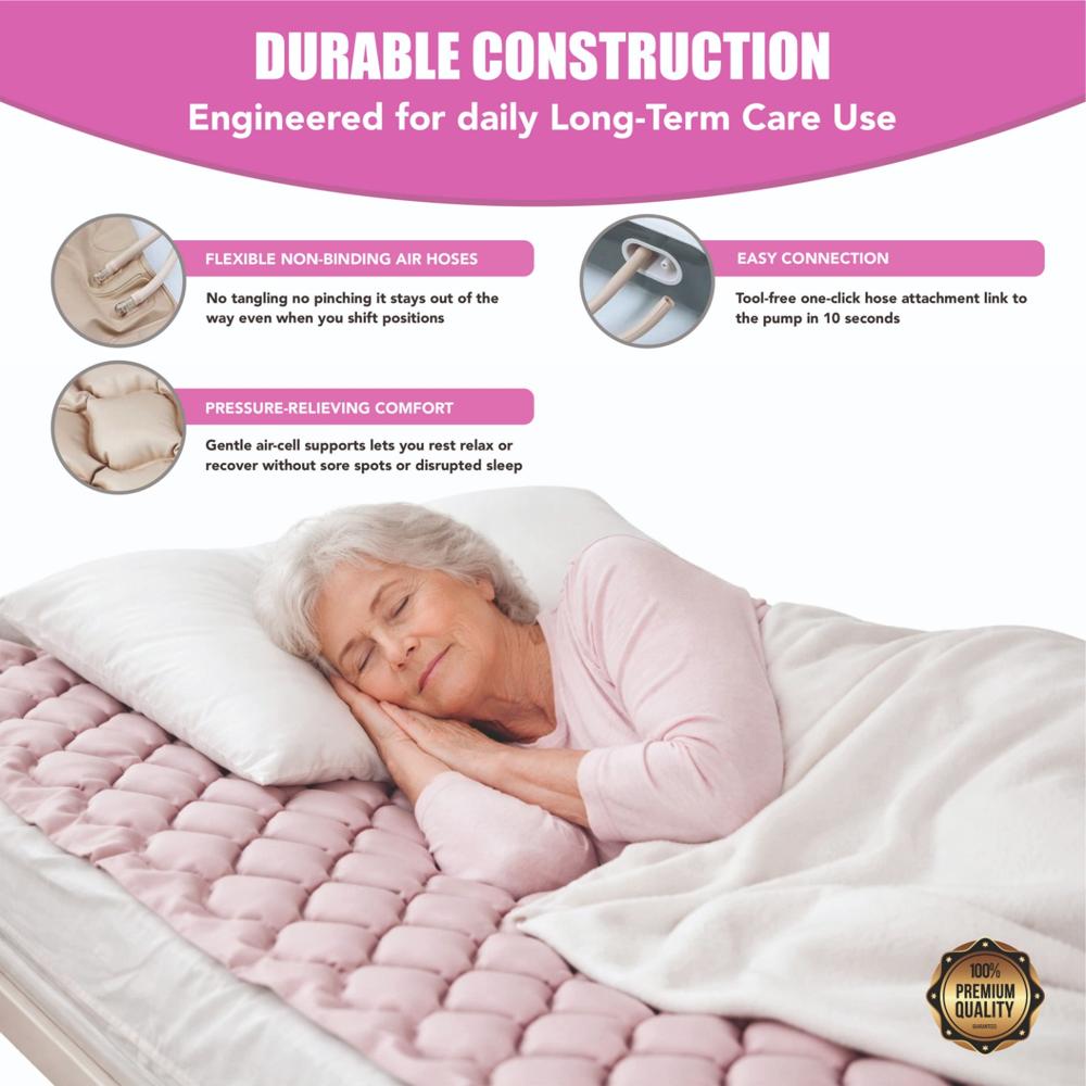 AMKAY Anti-Decubitus Air Bubble Mattress with Pump for Bedsore Prevention, Medical-Grade, 1-Year Warranty